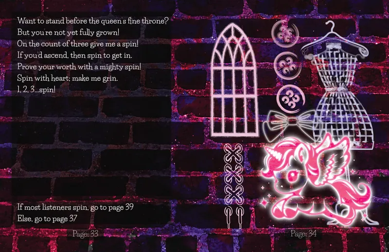 a page from the book with the unicorn challenging the children